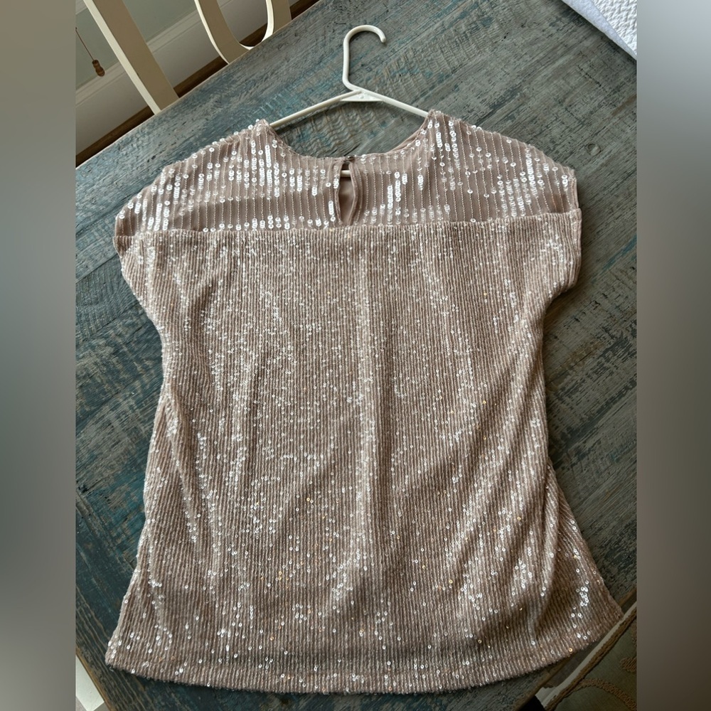 Cable & Gauge Sequins Blouse Womens Medium 24.5 inch length 19 inch pit to pit - Picture 5 of 12